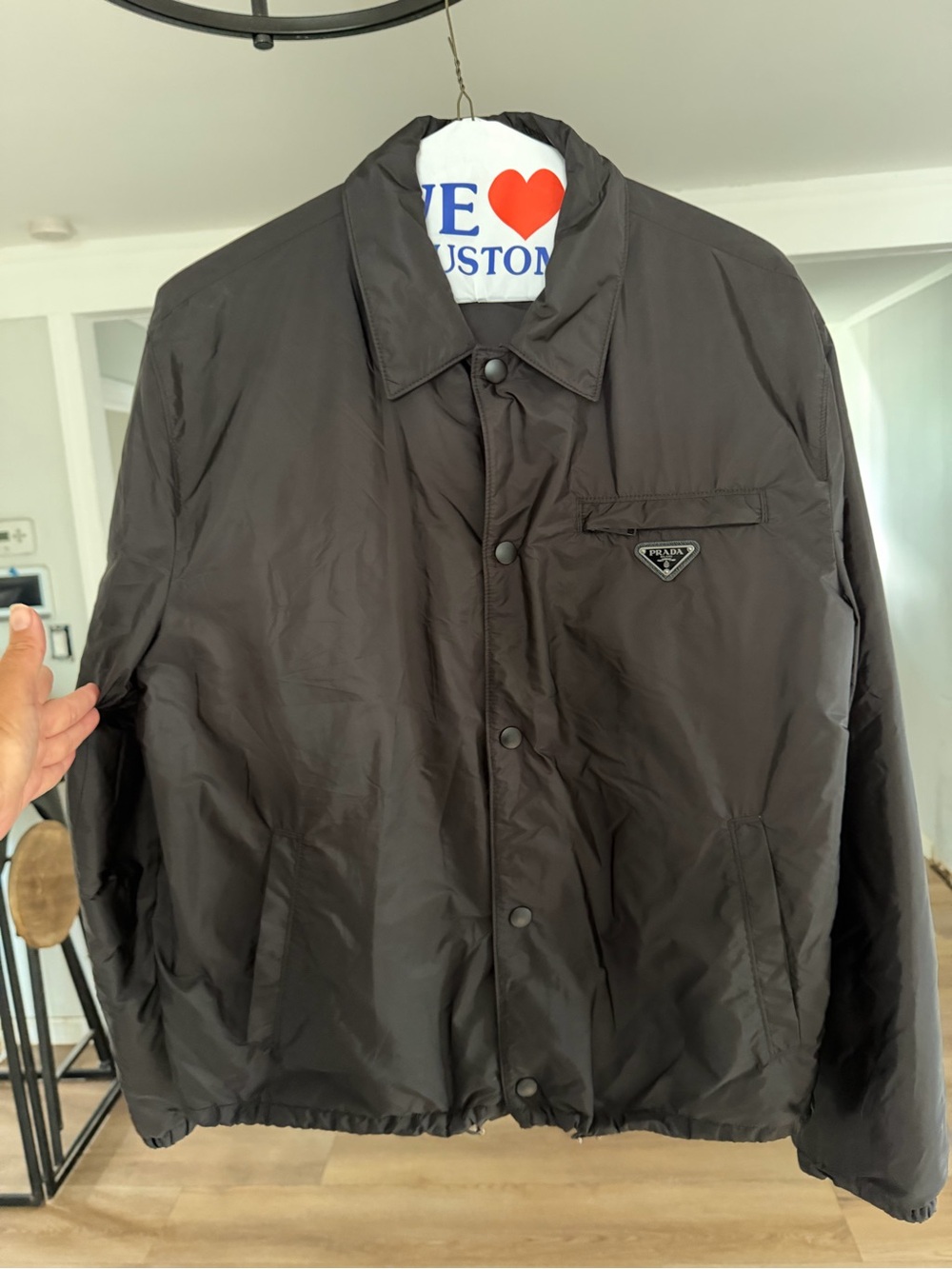 Prada Men's Black Re-Nylon Shirt Jacket Size 44 (Fits M/L)